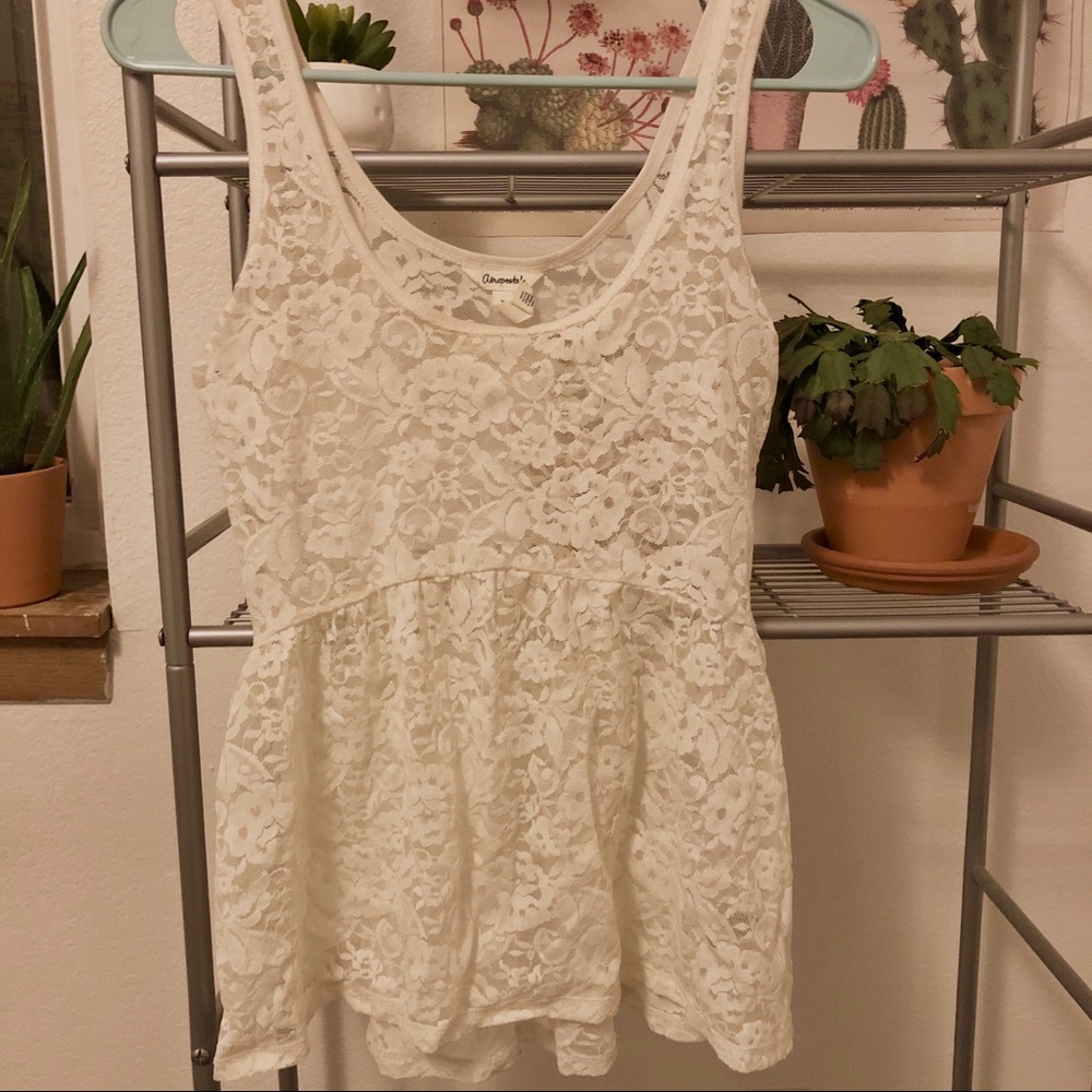 Lace fit and flare tank top